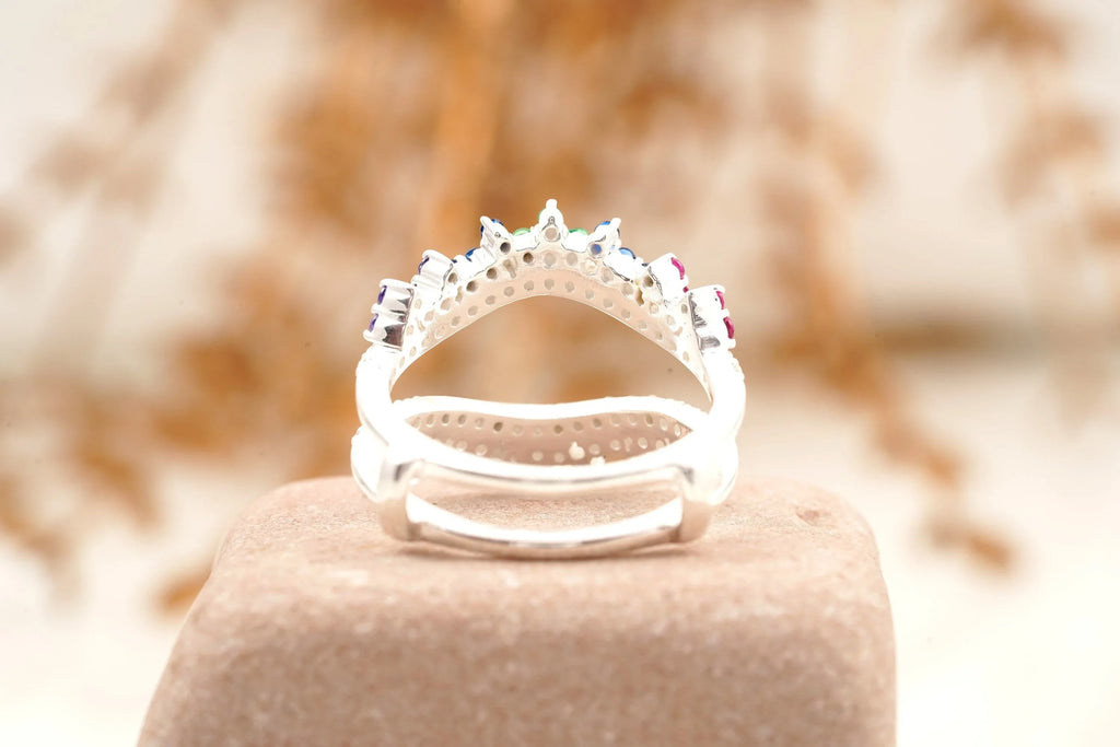 Multi Stone Wedding Band | Sapphire Ruby Emerald Multi Stone Ring - Gigiscc