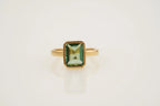 Peridot Ring Emerald Cut Solid Gold Ring For Women - Gigiscc