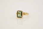 Peridot Ring Emerald Cut Solid Gold Ring For Women - Gigiscc