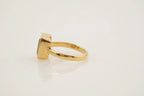 Peridot Ring Emerald Cut Solid Gold Ring For Women - Gigiscc