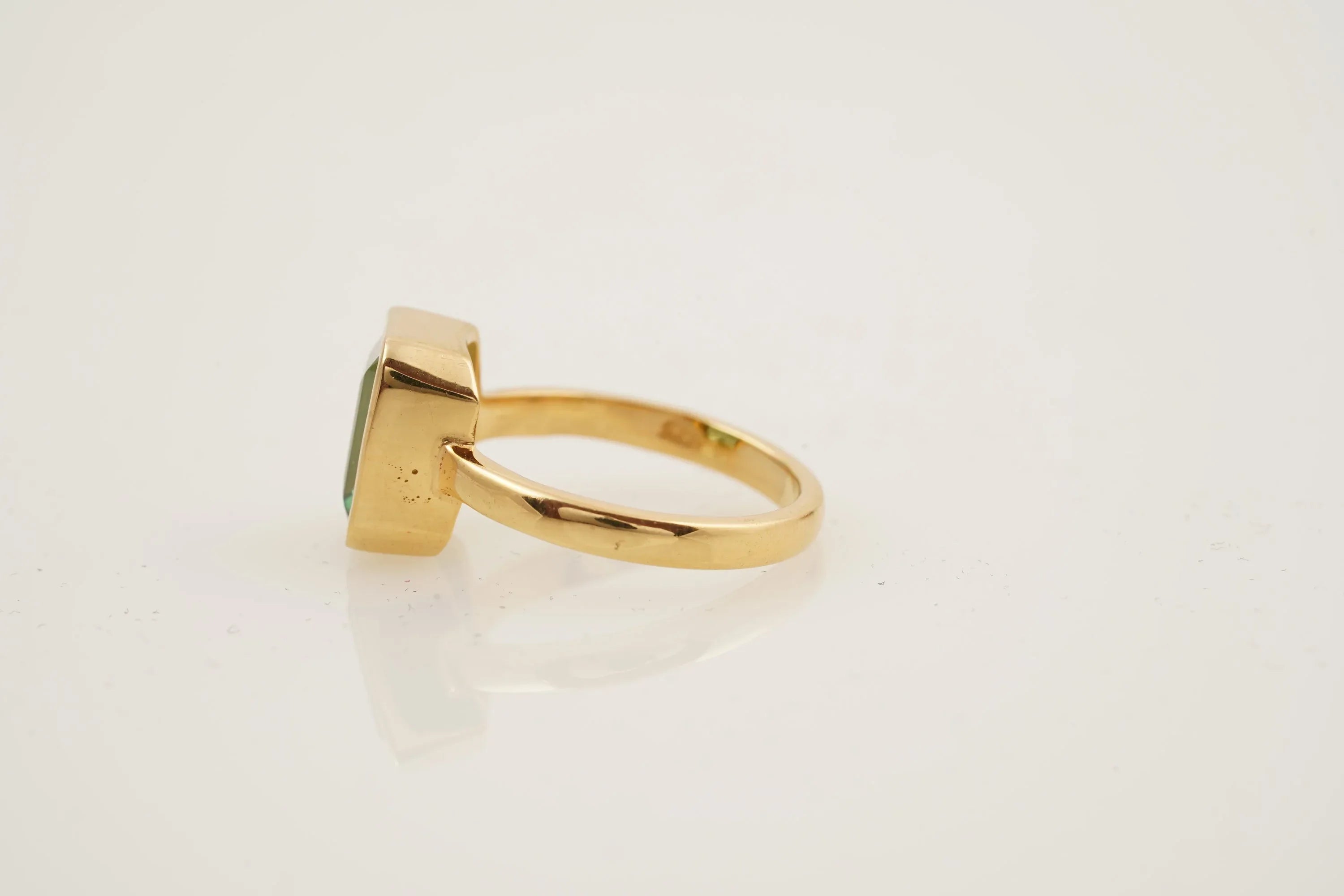 Peridot Ring Emerald Cut Solid Gold Ring For Women - Gigiscc