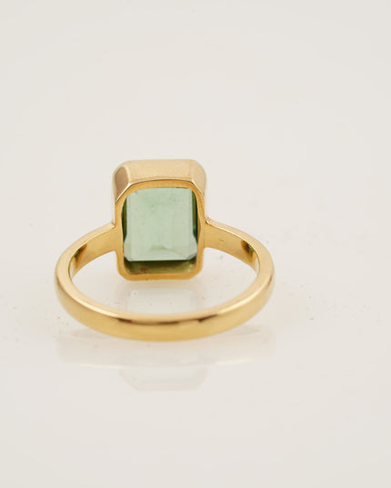 Peridot Ring Emerald Cut Solid Gold Ring For Women