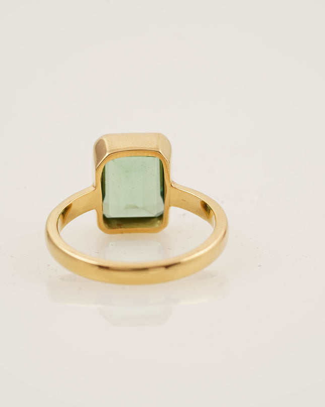 Peridot Ring Emerald Cut Solid Gold Ring For Women
