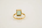 Peridot Ring Emerald Cut Solid Gold Ring For Women - Gigiscc
