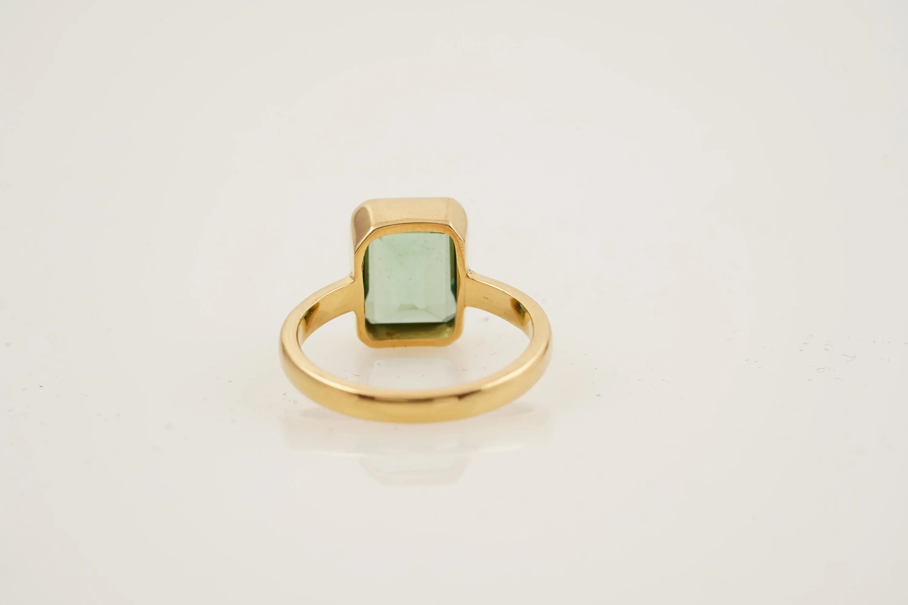 Peridot Ring Emerald Cut Solid Gold Ring For Women - Gigiscc