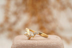 Curved Pearl Wedding Band Solid Gold Ring Pearl band ring - Gigiscc