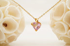 Pink Sapphire Heart Shaped Dainty Necklace With Gold Chain - Gigiscc