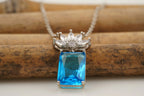 Emerald Aquamarine Necklace Marquise Diamond Pendant With Gold Chain - Gigiscc