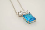 Emerald Aquamarine Necklace Marquise Diamond Pendant With Gold Chain - Gigiscc