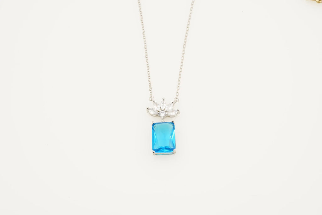 Emerald Aquamarine Necklace Marquise Diamond Pendant With Gold Chain - Gigiscc