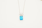 Emerald Aquamarine Necklace Marquise Diamond Pendant With Gold Chain - Gigiscc