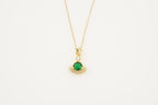 Round Emerald Necklace With Gold Chain May Birthstone - Gigiscc
