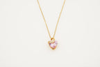 Pink Sapphire Heart Shaped Dainty Necklace With Gold Chain - Gigiscc