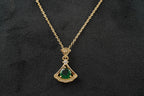 Round Emerald Necklace With Gold Chain May Birthstone - Gigiscc