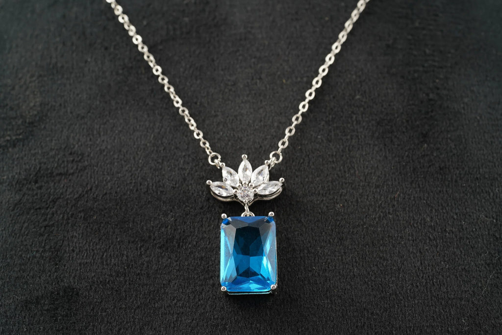 Emerald Aquamarine Necklace Marquise Diamond Pendant With Gold Chain - Gigiscc