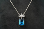 Emerald Aquamarine Necklace Marquise Diamond Pendant With Gold Chain - Gigiscc