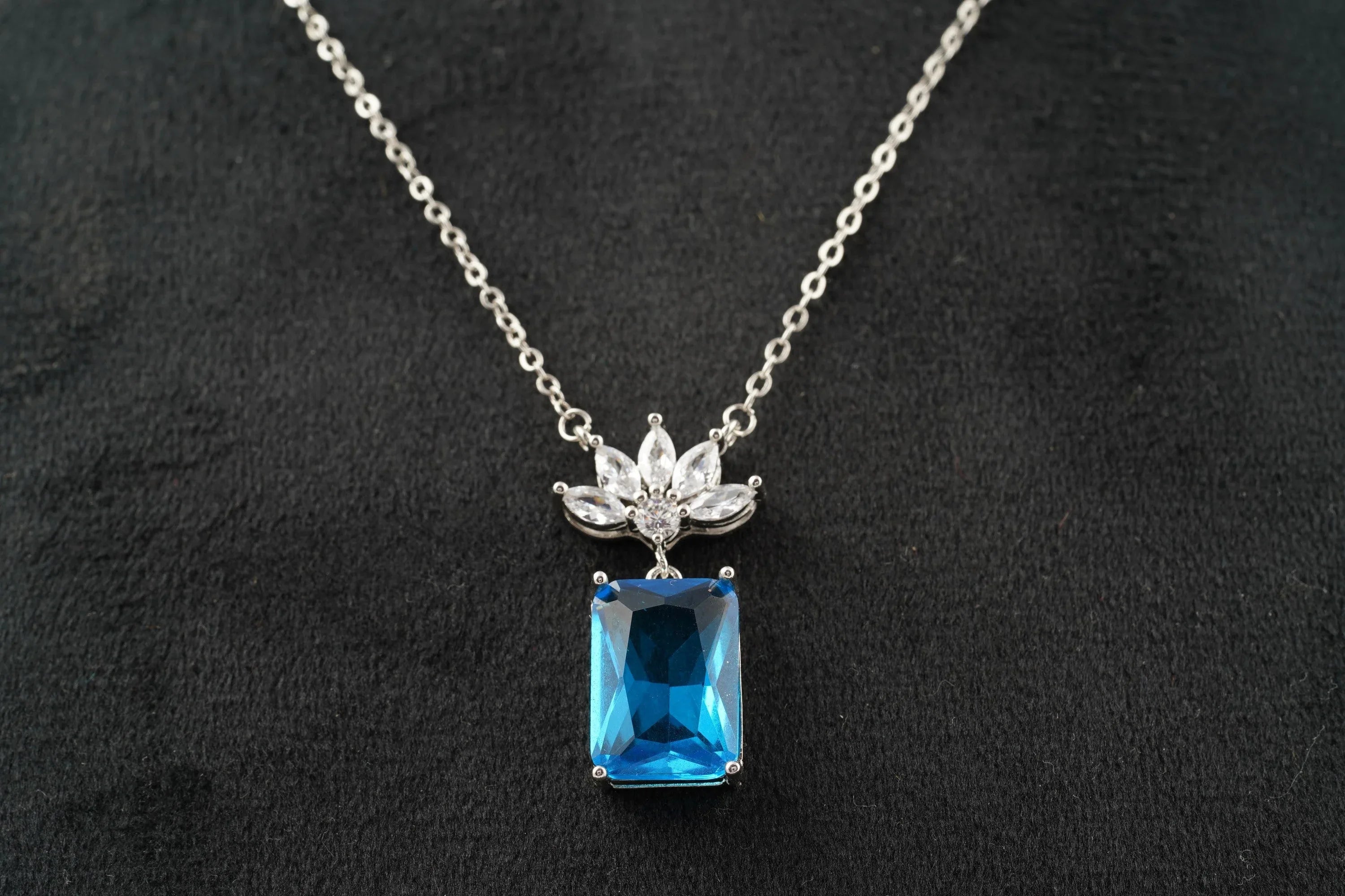 Emerald Aquamarine Necklace Marquise Diamond Pendant With Gold Chain - Gigiscc