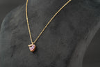 Pink Sapphire Heart Shaped Dainty Necklace With Gold Chain - Gigiscc
