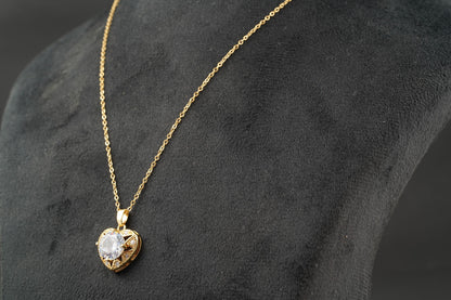 Diamond Heart Shaped Necklace for Women With Gold Chain