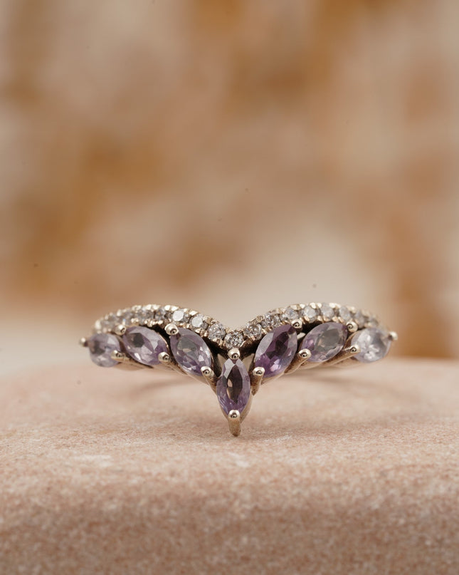 Marquise Cut Alexandrite Gemstone Wedding Band