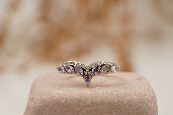 Marquise Cut Alexandrite Gemstone Wedding Band