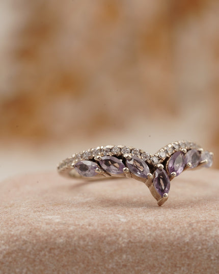 Marquise Cut Alexandrite Gemstone Wedding Band