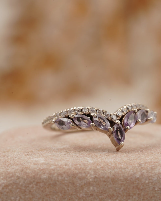 Marquise Cut Alexandrite Gemstone Wedding Band