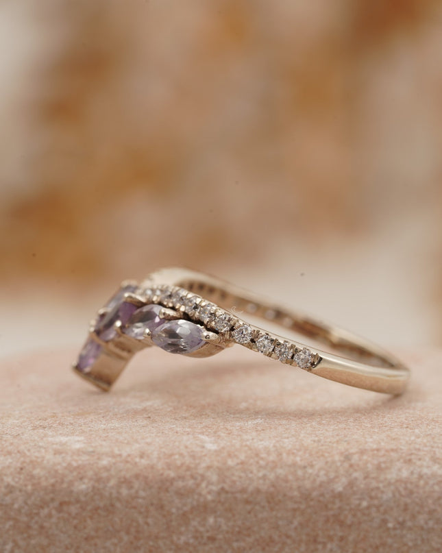 Marquise Cut Alexandrite Gemstone Wedding Band