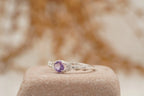 Round Cut Alexandrite 18k White Gold Dainty Engagement Ring - Gigiscc