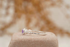 Round Cut Alexandrite 18k White Gold Dainty Engagement Ring - Gigiscc