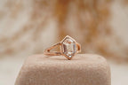 Hexagon Moissanite Bezel Set Engagement Ring Rose Gold - Gigiscc