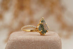 Kite Moss Agate Halo Diamond Engagement Ring - Gigiscc