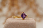 Princess Cut Amethyst Cluster Engagement Ring - Gigiscc