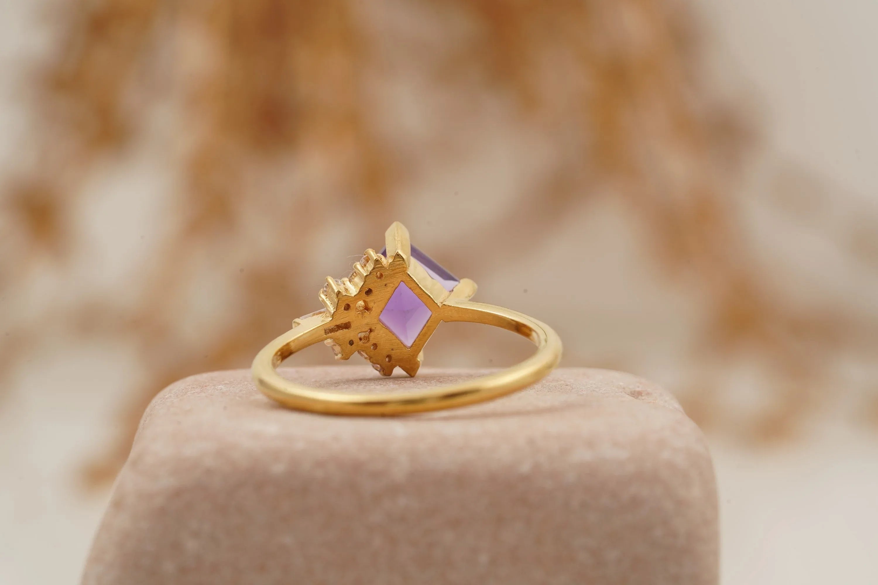 Princess Cut Amethyst Cluster Engagement Ring - Gigiscc