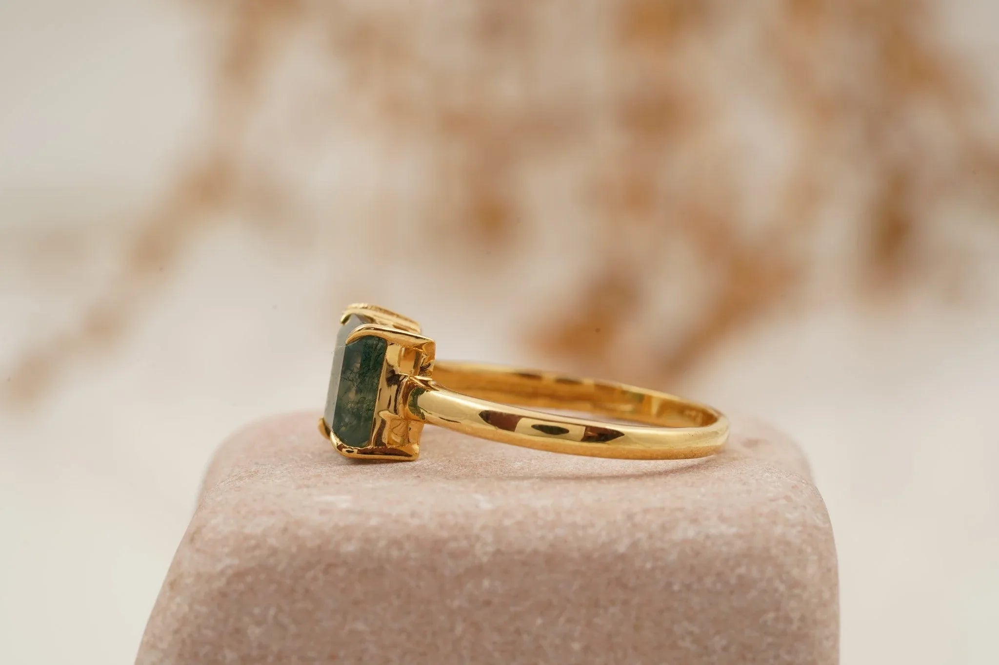 Double Stone Moss Agate And Moonstone Toi Et Moi Engagement Ring - Gigiscc