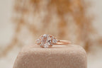 1.5ct Oval Cut Moissanite Cluster Rose Gold Engagement Ring - Gigiscc