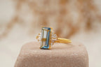 Antique Aquamarine and Moissanite Engagement Ring - Gigiscc