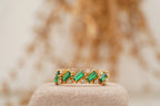 Baguette Cut Emerald Gemstone Stacking Matching Wedding Band - Gigiscc