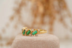 Baguette Cut Emerald Gemstone Stacking Matching Wedding Band - Gigiscc