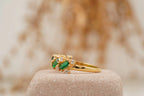 Baguette Cut Emerald Gemstone Stacking Matching Wedding Band - Gigiscc
