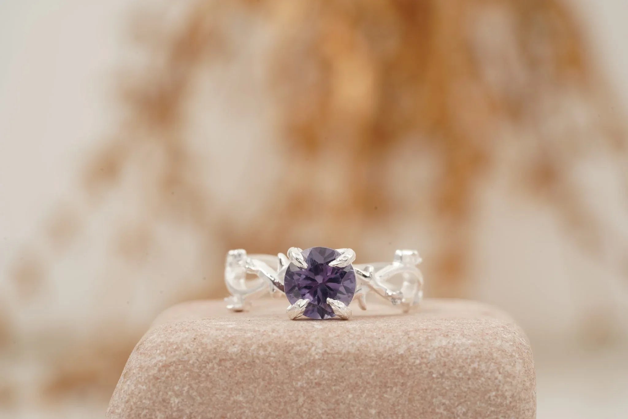 Alexandrite Gold Twist Engagement Ring | June Birthstone - Gigiscc