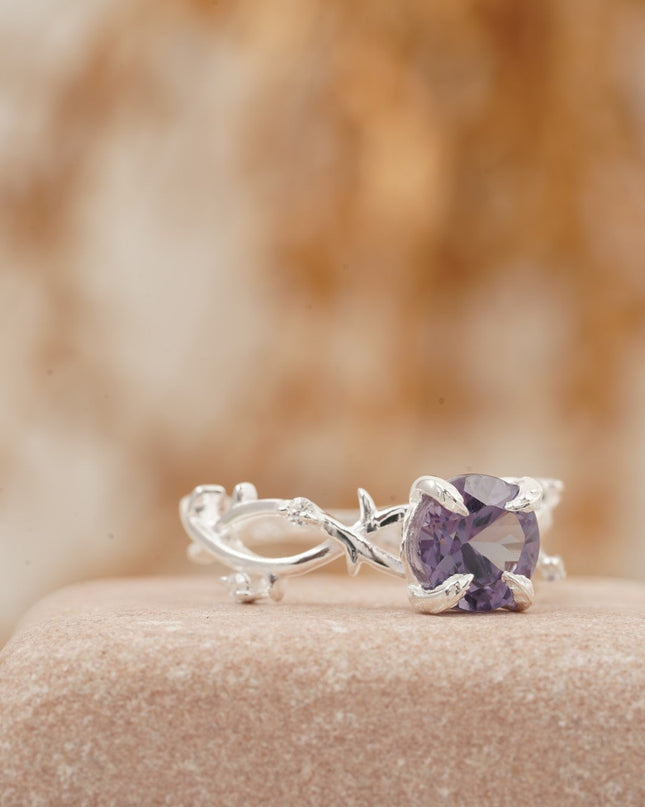 Alexandrite Gold Twist Engagement Ring | June Birthstone Right Angle