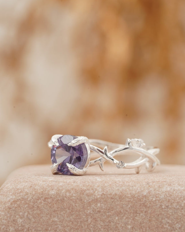 Alexandrite Gold Twist Engagement Ring | June Birthstone Left Angle