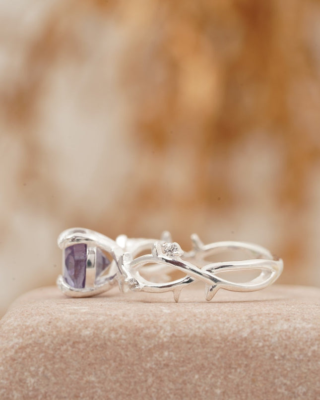 Alexandrite Gold Twist Engagement Ring | June Birthstone Side Position