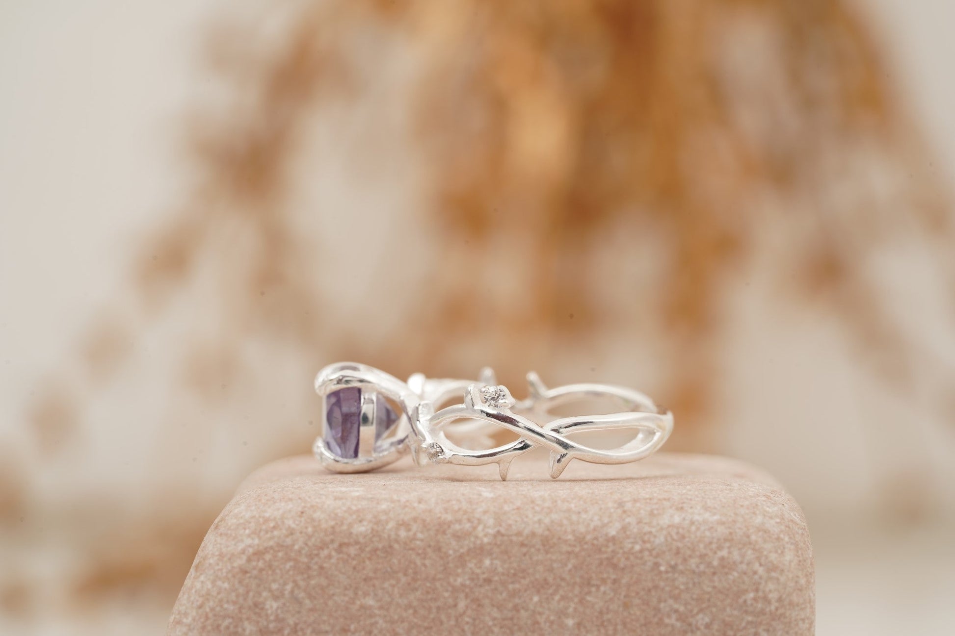 Alexandrite Gold Twist Engagement Ring | June Birthstone Side Position