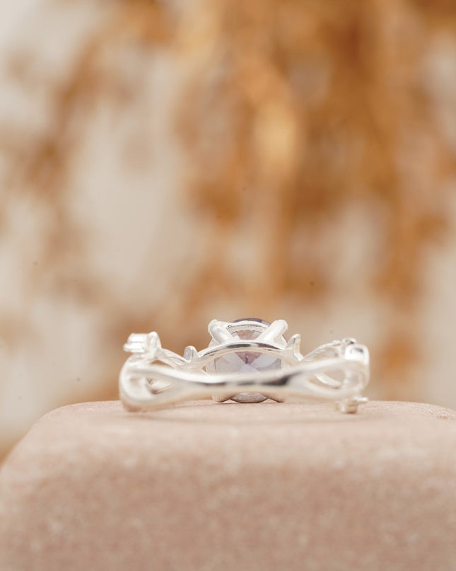 Alexandrite Gold Twist Engagement Ring | June Birthstone Back Side