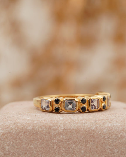 Princess Cut Alexandrite Wedding Band 14K Solid Gold Band