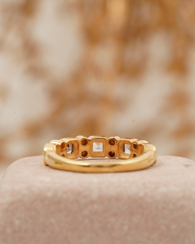 Princess Cut Alexandrite Wedding Band 14K Solid Gold Band
