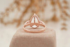 Pear Shaped Moissanite Engagement Ring Three Stone Ring - Gigiscc