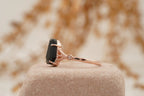 Coffin Shape Black Onyx Engagement Ring Gold Vermeil Ring - Gigiscc
